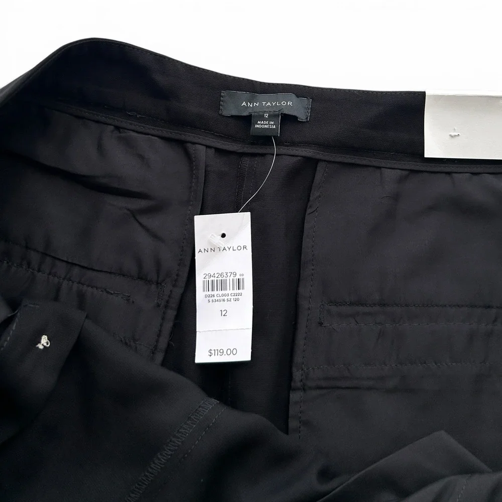 Ann Taylor Women's Size 12 Black High Rise Wide Leg Full Length Sailor Pants NWT